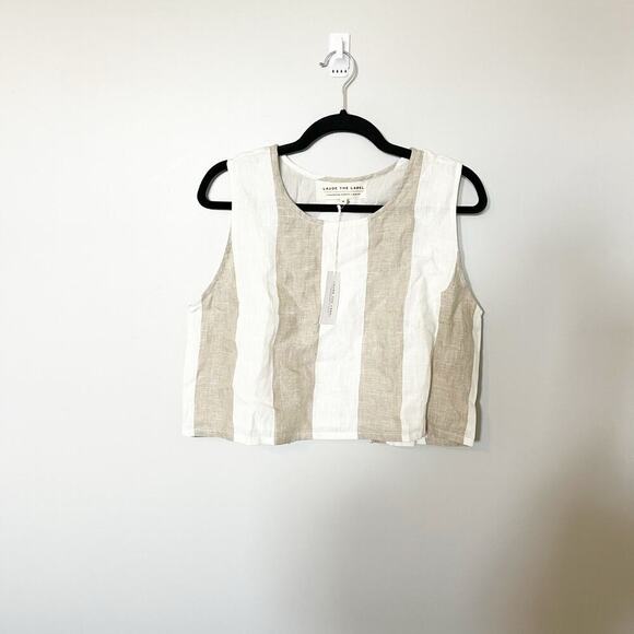 Striped Linen Crop Top - Picture 1 of 11